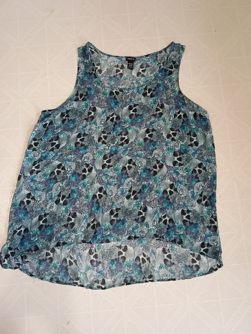 torrid Blue Floral and Skull Sleeveless Tank